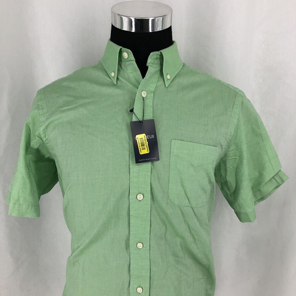 Cremieux Classics Short Sleeve Button Down Shirt Green S95WX382 Medium NWT